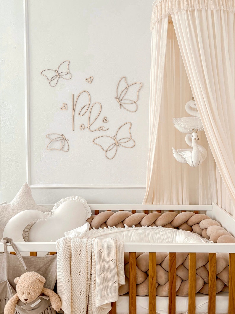 woodeb butterflies kids room motyle woodennamewooden sign drewnianedekoracje kids room girls room