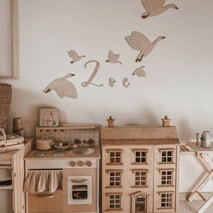 Houten ganzen met naam | Houten Ganzen | babyzimmer kinderkamer kinderkamer decoratie Kinderkamer houten wanddecoratie | houten vogels