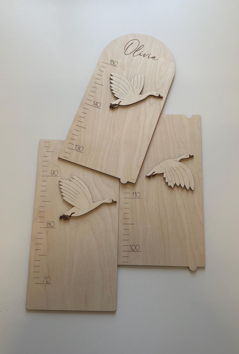 Wooden Growth Chart Geese Wachstumstabelle Gänse Toise Bébé Bois Décoration Murale Chambre Enfant Boho Kinderzimmer Bild 9