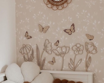 Wildblumen aus Holz | Nursery decor wooden flowers | nursery wall decor | Holzblumen Basteldekoration | Wildflower | wooden butterflies |