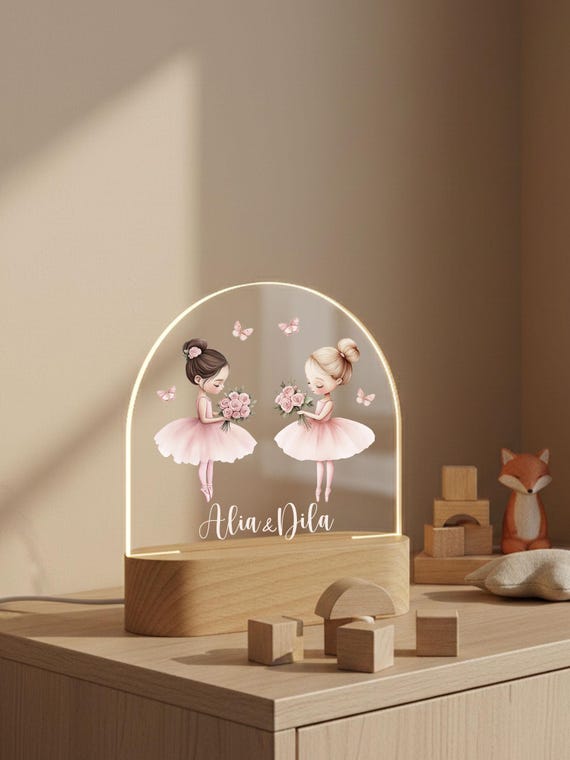 Geschenk Geburt Zwillinge | Geschenke für Kinder| Nachtlampe mit einer Ballerina