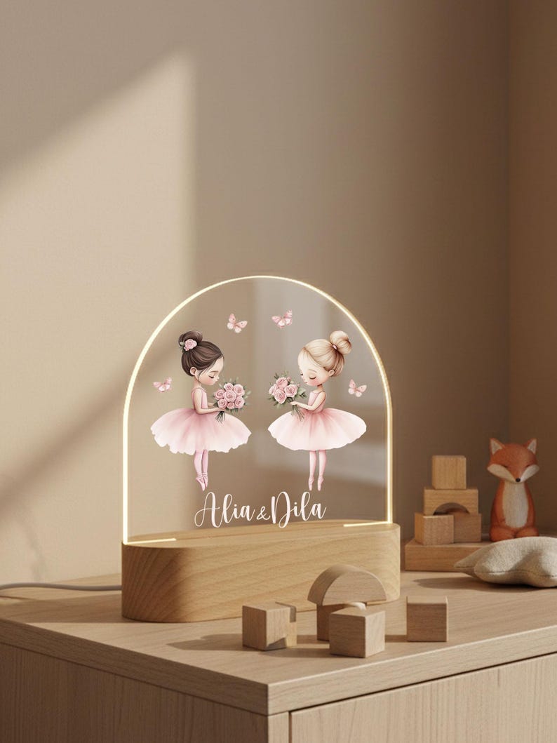 Geschenk Geburt Zwillinge | Geschenke für Kinder| Nachtlampe mit einer Ballerina image 1