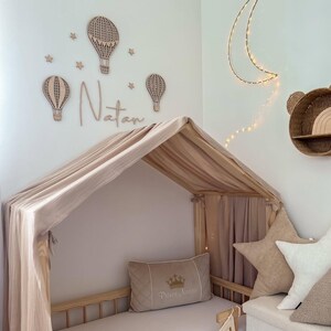 Globos aerostáticos con nombre, Decoración de pared, Deko für Kinderzimmer, Globo de ratán, Heißluftballon | globo de aire comprimido en madera de holz imagen 5