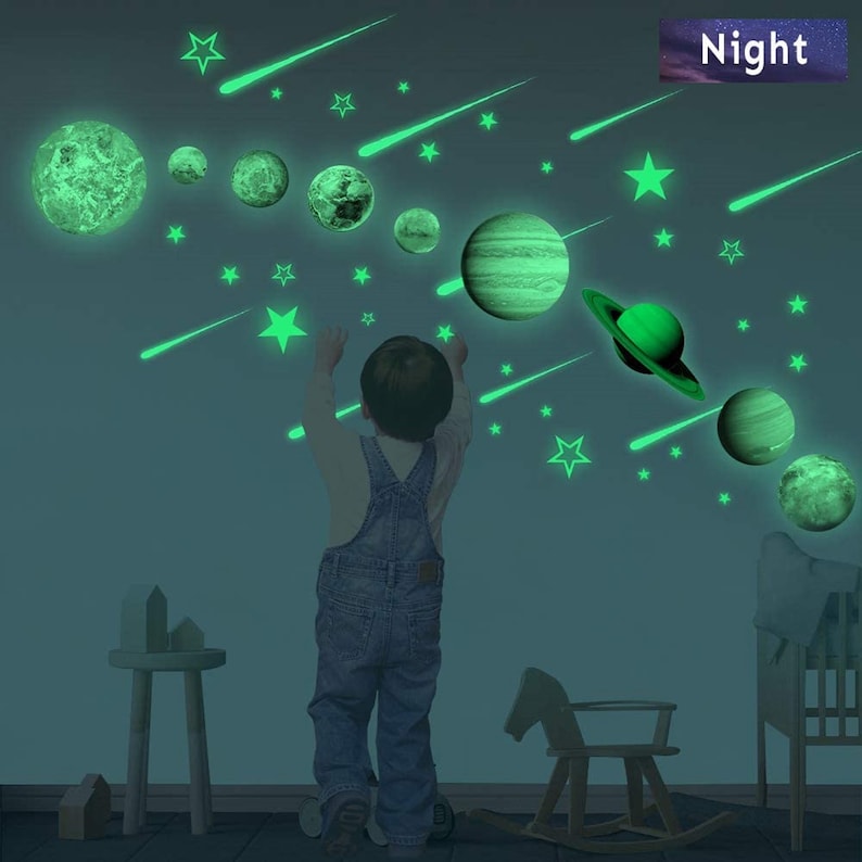 Bright Solar System Wall Stickers Glow in The Dark Stars and Etsy