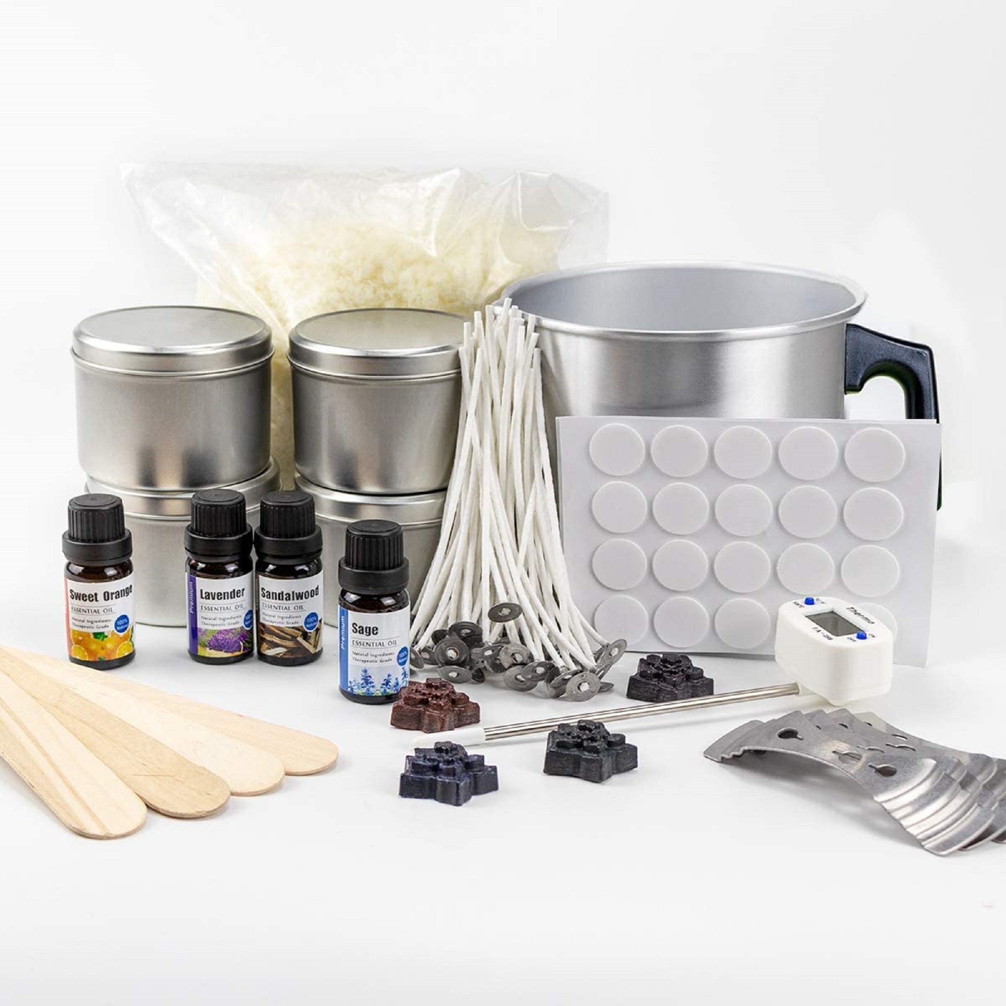 Candle Making Kit for Adults Soy Wax 2.2 LB, 4 Premium Scents, 4candle  Tins, 4 Dye Blocks,heat Proof Container,50 Candle Wicks and More 