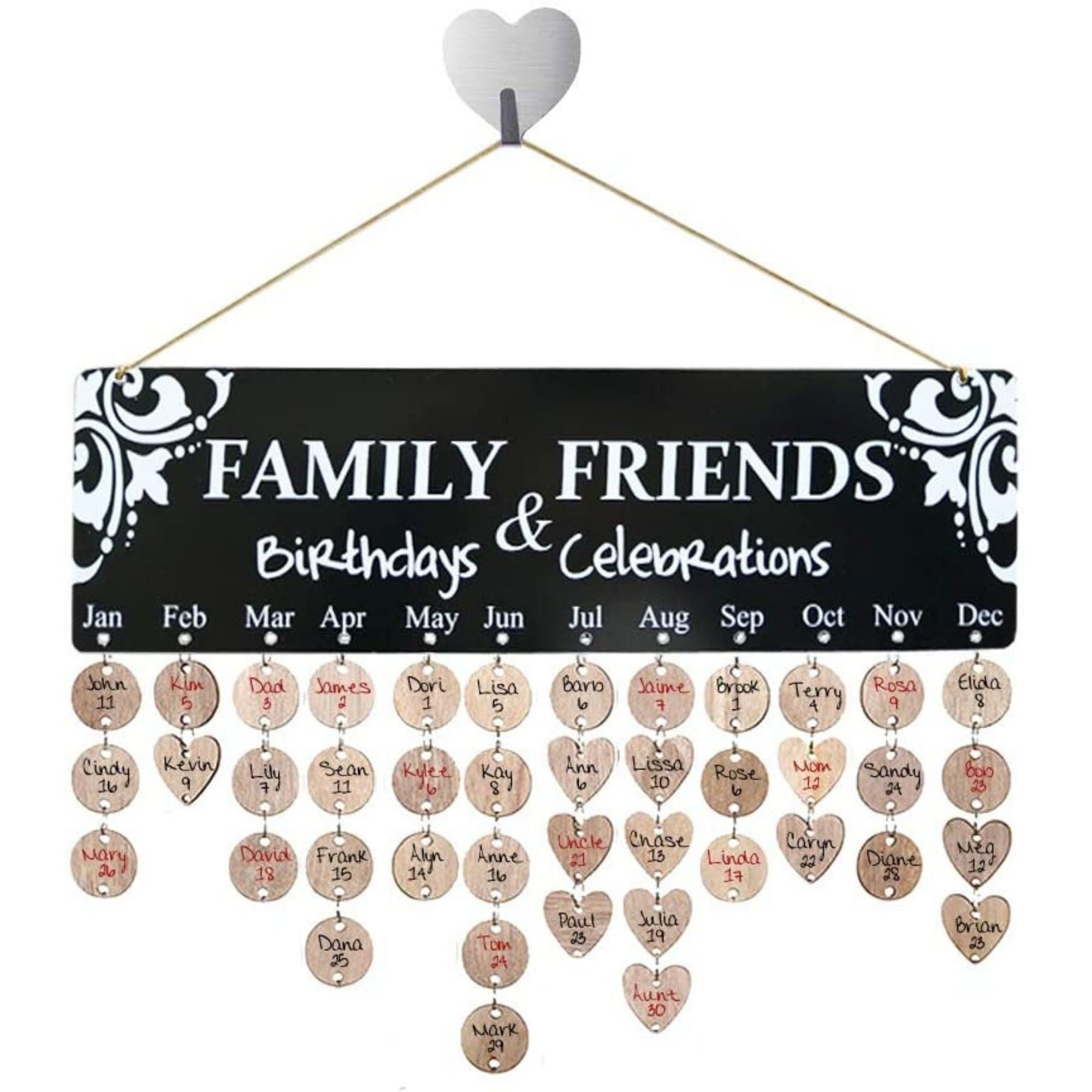 Wooden Birthday Calendar Wall Hanging Gift for Home Decor Etsy