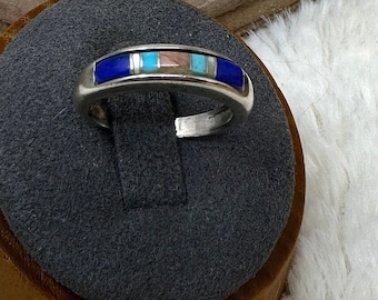 925 Sterling Silver Band with Multi Stones - Ring -