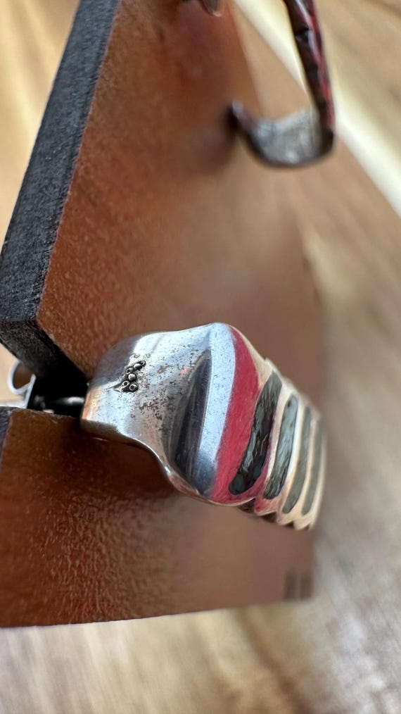 Rectangle stone Inlay Silver Earrings - image 6