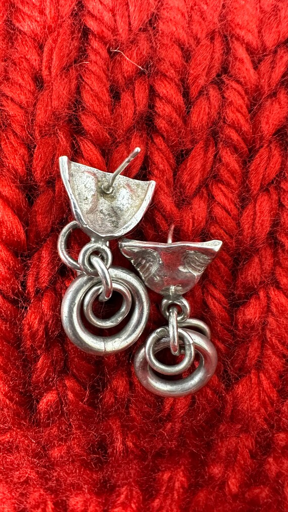 Fish Whale Fin Earrings - Silver - image 3