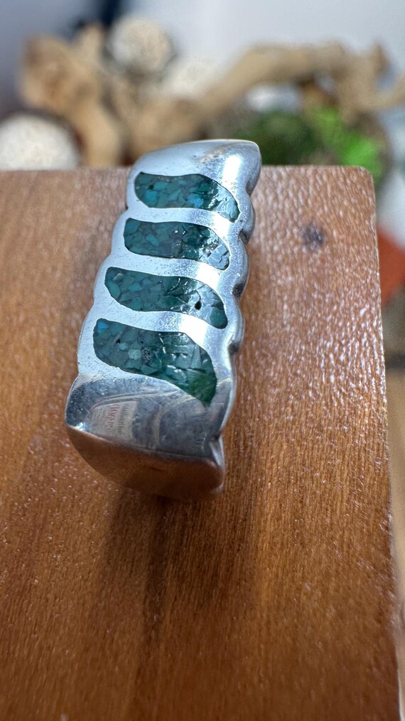 Rectangle stone Inlay Silver Earrings - image 4