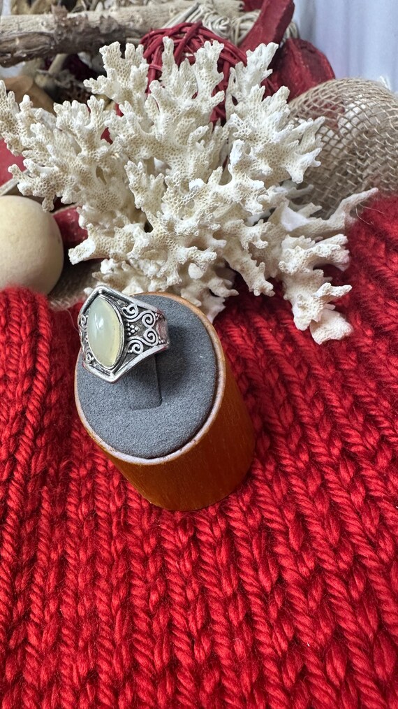 Agate Diamond Shaped wide Scroll Ring - image 3