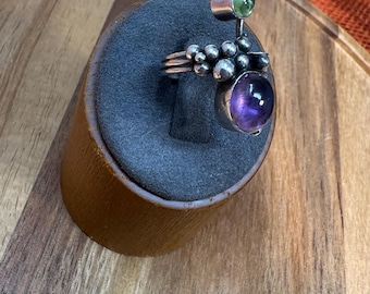 Long Design - 3 band twist, Purple & Green Ring