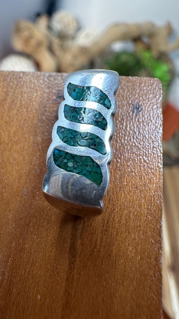 Rectangle stone Inlay Silver Earrings - image 3