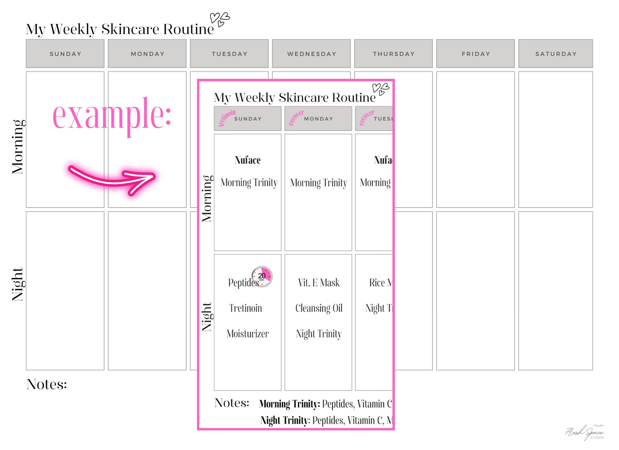 Minimalist Weekly Skincare Routine, Morning and Night Weekly Skincare ...