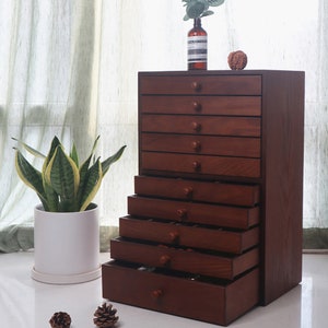Holzschmuck Schrank Schmuck Organizer Box 10-Schicht-Schmuckaufbewahrung Schmuck Aufbewahrungsbox Exquisite Schmuckschatulle