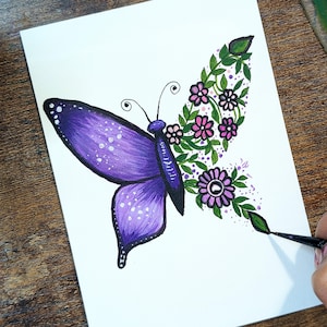 Cartes papillon, jeu de cartes de correspondance papillon monarque Oeuvre d'art en acrylique, cadeau pour elle, cadeau d'anniversaire, jeu de cartes postales, décoration murale d'anniversaire de Noël