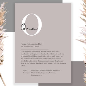 Poster "Oma", Print, Din A4, Bild, Karte, Geschenk, Bedanken, Oma, Großeltern Digital, Download, Vorlage, PDF, Deutsch