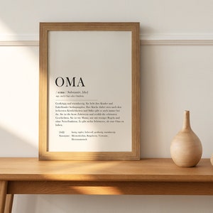 Poster "Oma", Print, Din A4, Bild, Karte, Geschenk, Bedanken, Oma, Großeltern Digital, Download, Vorlage, PDF, Deutsch