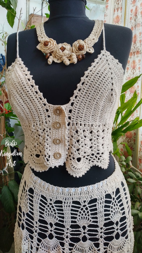 white christmas dresses Rainbow Knitted Two Pieces Crochet Beach Dress Orange / L main image 1