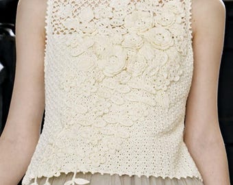 Crochet Sleewless White Blouse