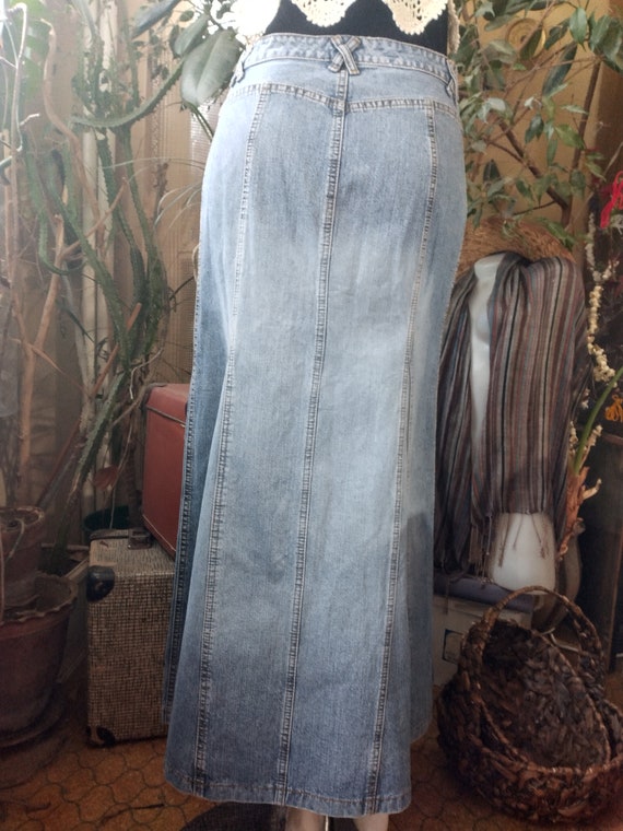 Vintage Denim Long Skirt, Western Soft Blue Jean … - image 4