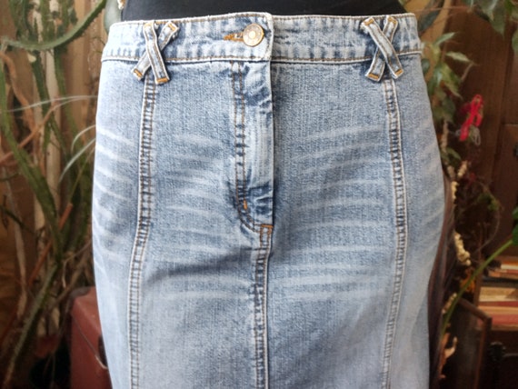 Vintage Denim Long Skirt, Western Soft Blue Jean … - image 3