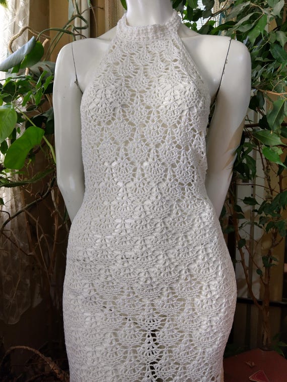Crochet Cream Cotton Sleeveless Dress: Bohemian Handmade Clothing - Etsy Crochet Cream Cotton Sleeveless Dress: Bohemian Handmade Clothing - Etsy