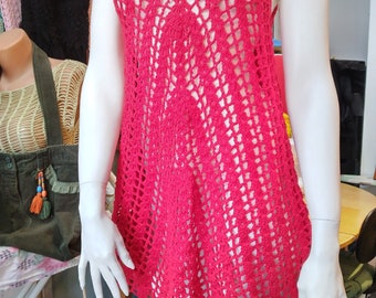 Handmade Crochet Beach Dress: Bohemian 100% Cotton Knit