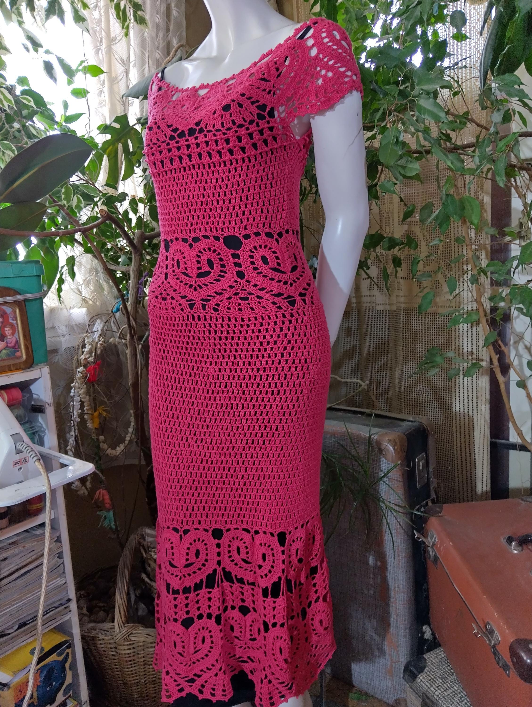 coral crochet dress Kari Alexandra