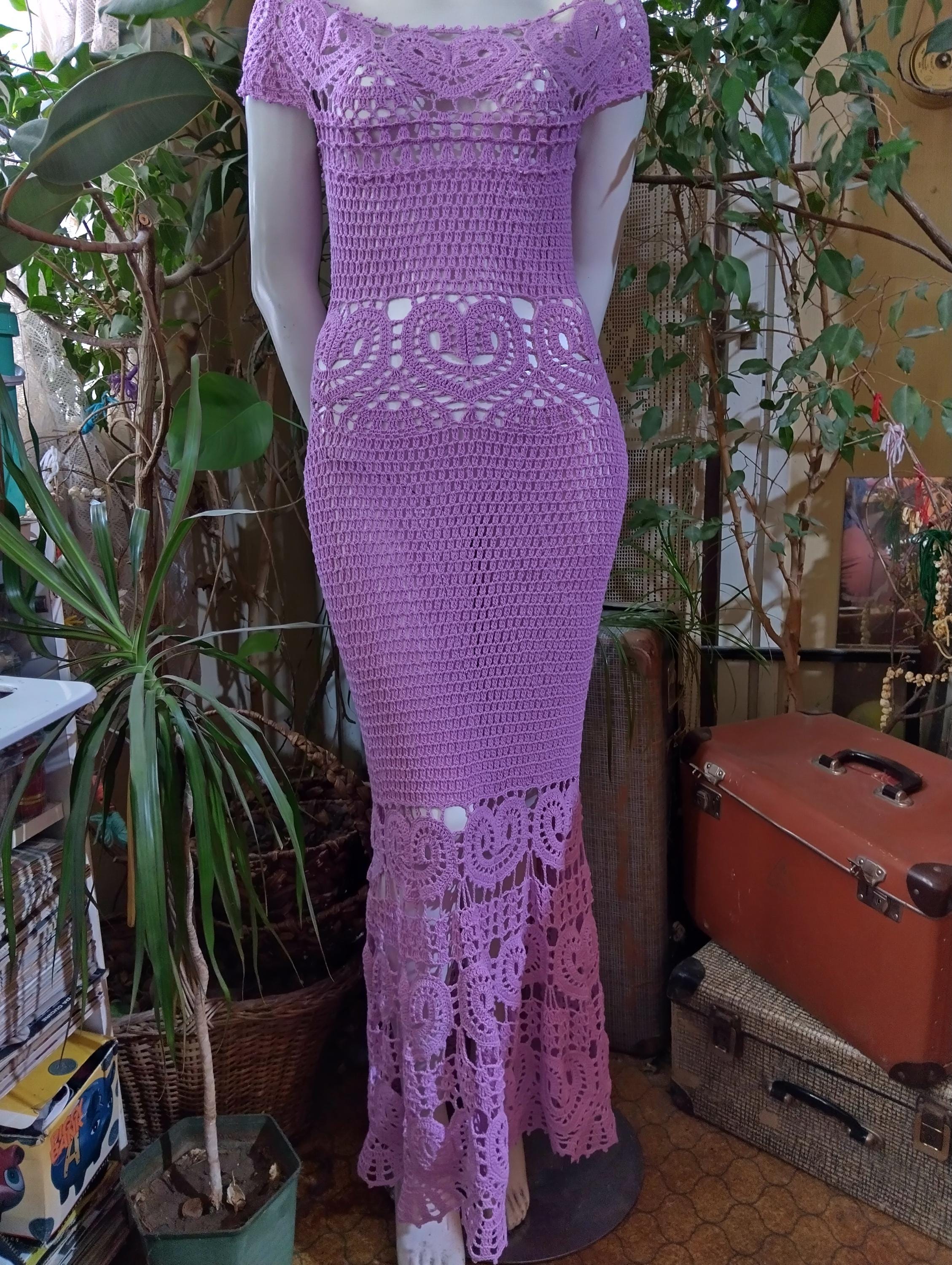 purple crochet lace dress Leila Crochet Maxi Dress