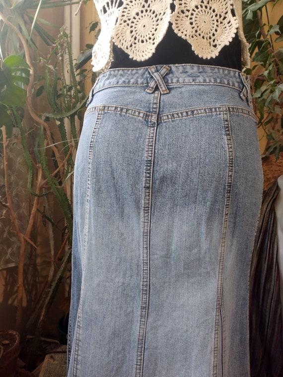 Vintage Denim Long Skirt, Western Soft Blue Jean … - image 5