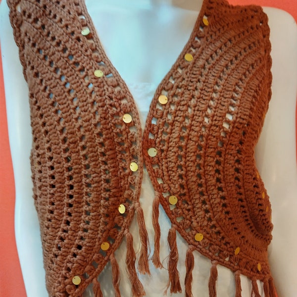 Boho Stitch Crochet Cardigan Vest