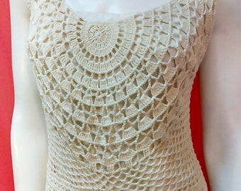 Cotton Handmade Crochet Sleeveless Top: Bohemian Summer Blouse