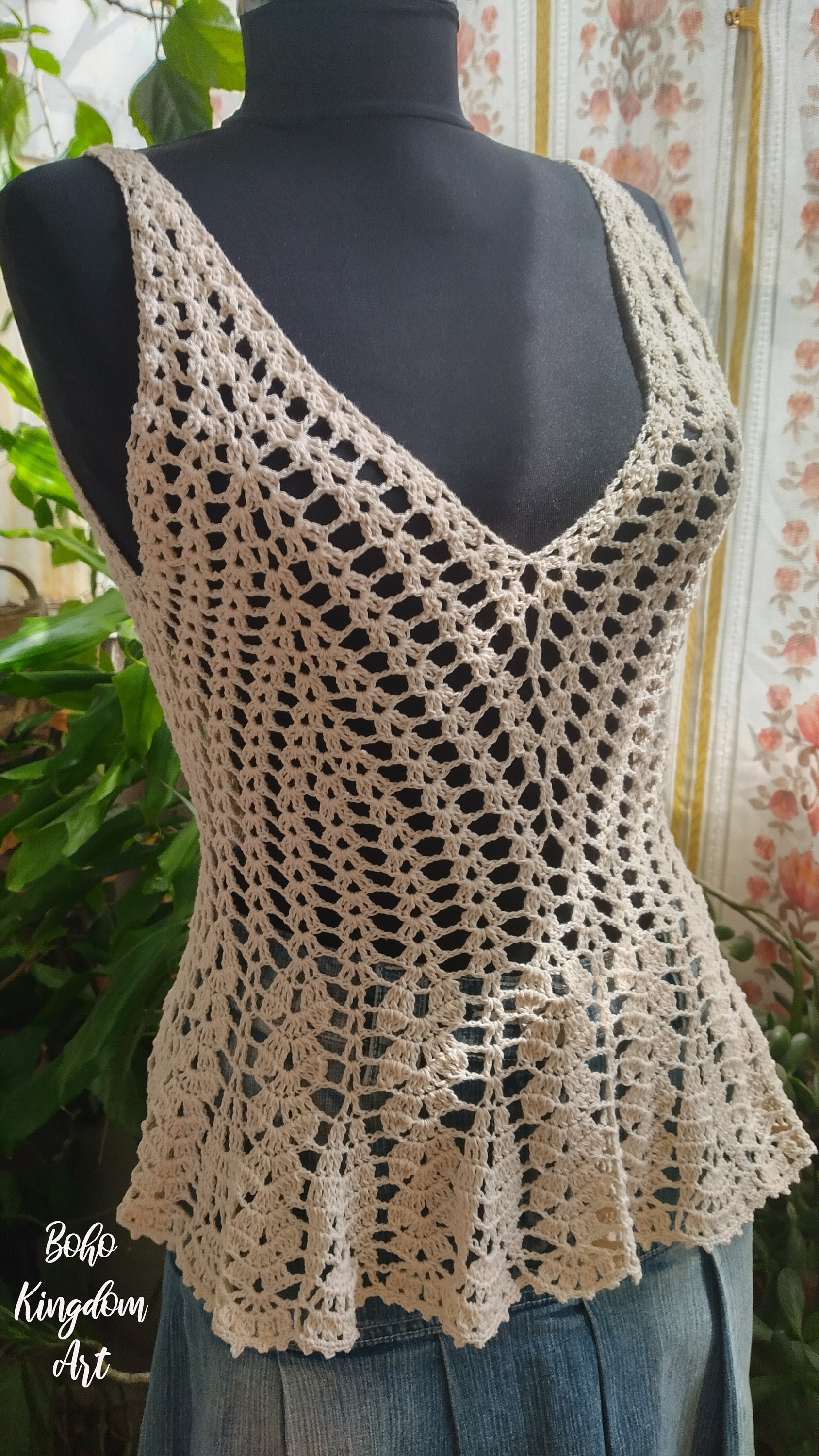 Cap Sleeve Crochet Top- Cream