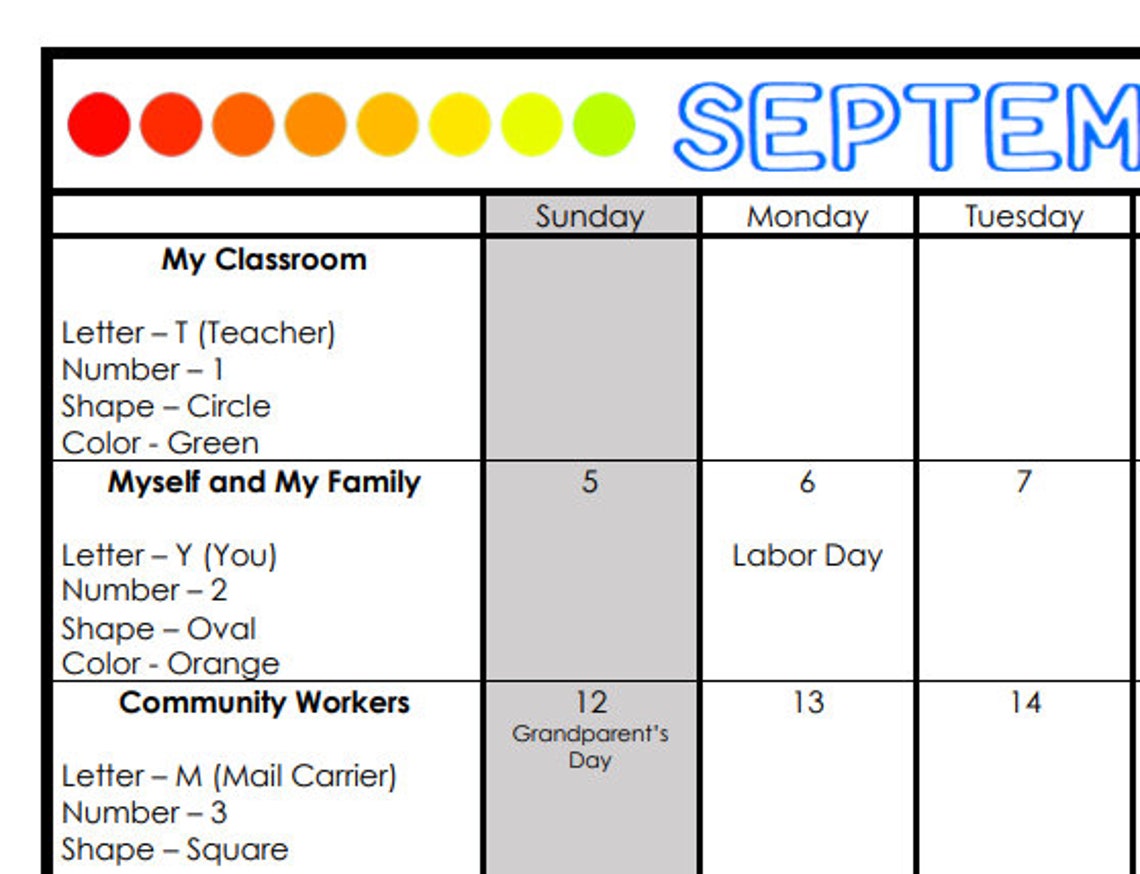 52 WEEKLY THEMES for Early Childhood in a Calendar Format Etsy