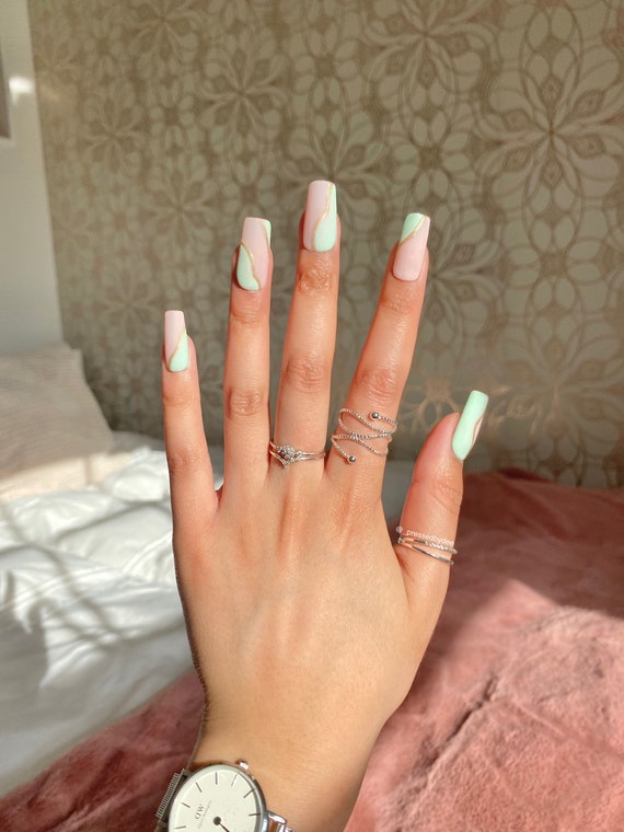 Watermelon Sugar Press On Nails Uk Etsy