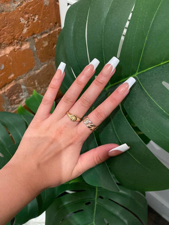 White Classic French Tips Press on Nails UK | Etsy