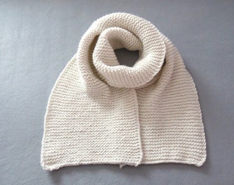 Großer langer Schal, handgestrickter Damen Creme, Strickschal handgestrickt