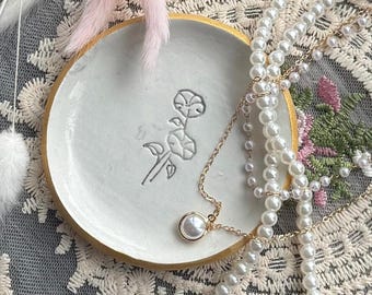 Birth Flower Trinket Dish, September birthday gift for her, Morning Glory Personalised Gift for Sister, Birth Month Flower Jewellery Tray