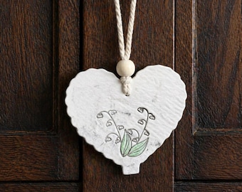 May Birth Flower Handpainted Hanging Ornament, Lily of the valley birthday gift, Birth Month Flower for sister, Sentimental Gift for Gran