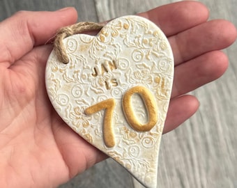 Personalised Birthday Keepsake Tag: Hand-Stamped Clay Heart