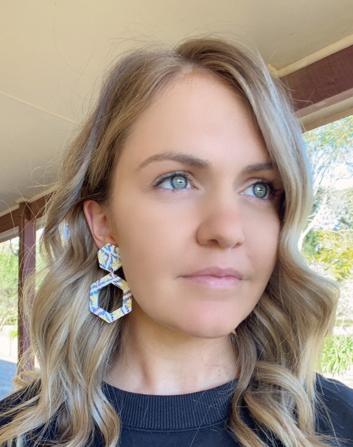 HEXAGON DANGLY Polymer Clay Earrings Clay Earrings Etsy Ireland