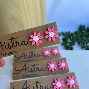 Pink flower studs
