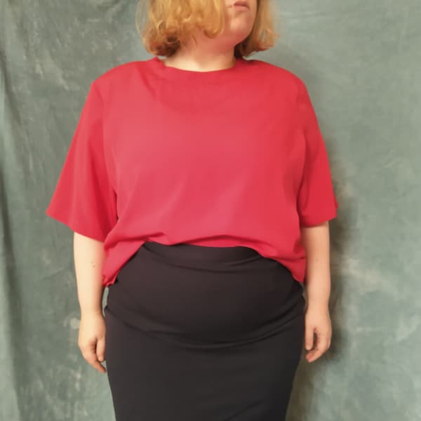 Plus Size / Bust 52 / Waist 54 // Vintage 1980s Simple Cherry Red Blouse by Yves St. Clair 2