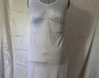 Plus Size Vintage Lace Trim White Slip Nightgown, tagged L shown on 2X