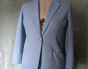 Plus Size / Bust 48 / Waist 45 / Vintage Sky Blue Wool 100% Blend Blazer by Sag Harbor / 18 1X