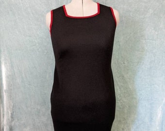 Plus Size / Bust 46+ / Waist 44+ / Hip 50+ / Vintage Black Knit Sleeveless Sweater Dress by Mary McFadden / XL 1X 2X