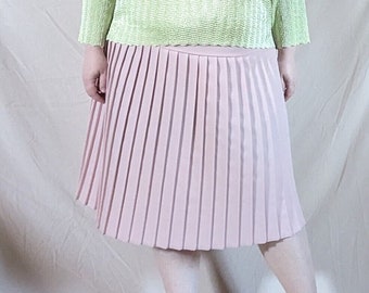 Plus Size / Waist 36-47 / Hips 52 / Vintage Pleated Pastel Pink Midi Skirt / 20WP 1X 2X