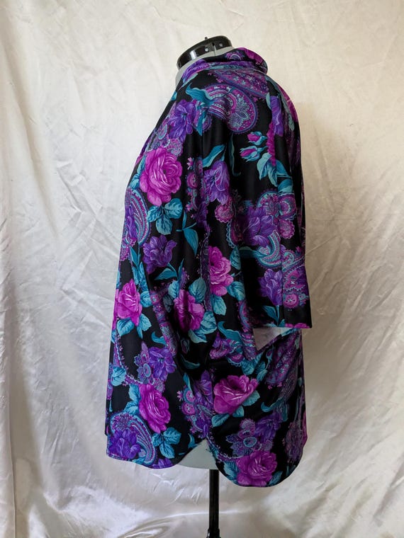 Purple Paisley Rose Cocoon Top, 78" Bust View 4