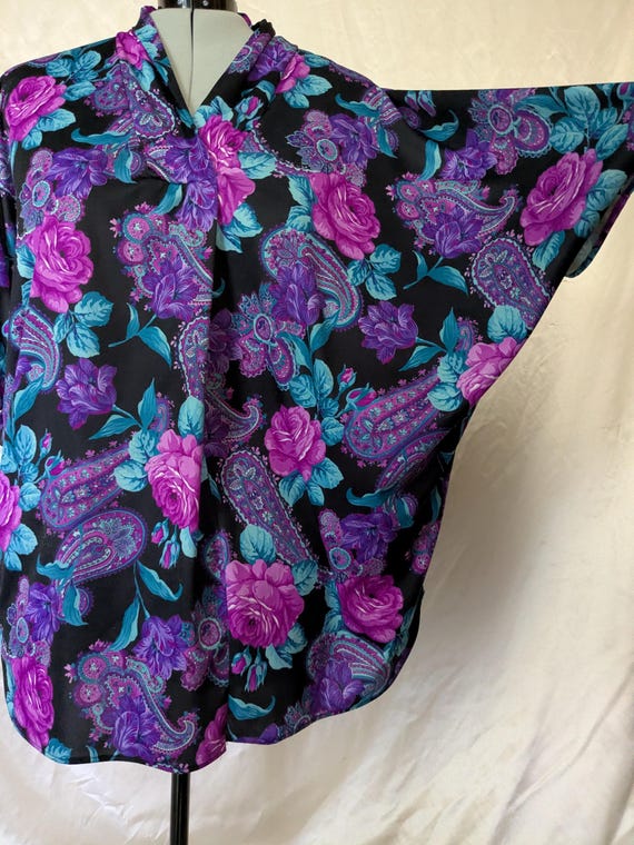 Purple Paisley Rose Cocoon Top, 78" Bust View 2